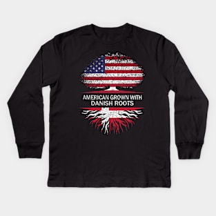 American Grown with Danish Roots USA Flag Kids Long Sleeve T-Shirt